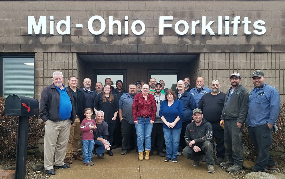 Mid-Ohio Forklifts Team In Front of Building